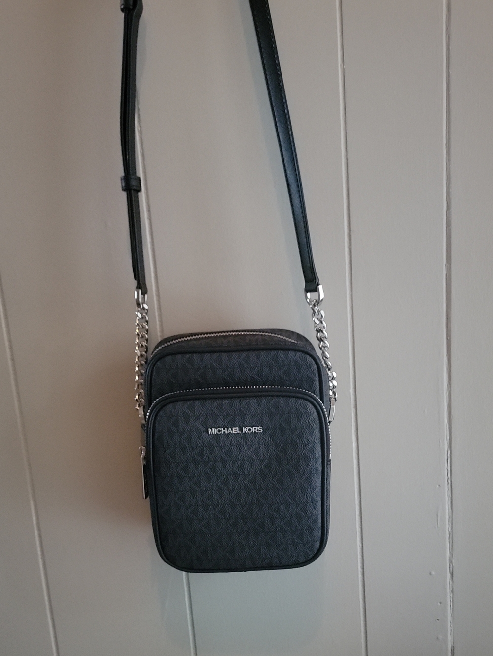 Michael Kors Black Logo-Print Messenger Crossbody
